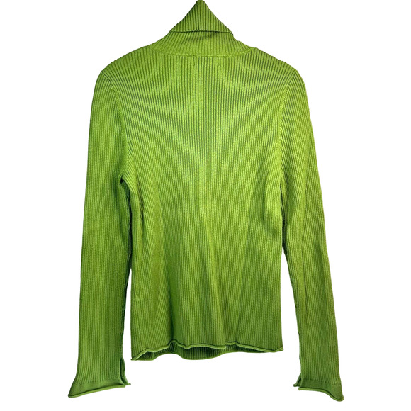 Maeve By Anthropologie Pistachio Lime Green Ribbed Stretchy Turtleneck Sweater M - Picture 2 of 9